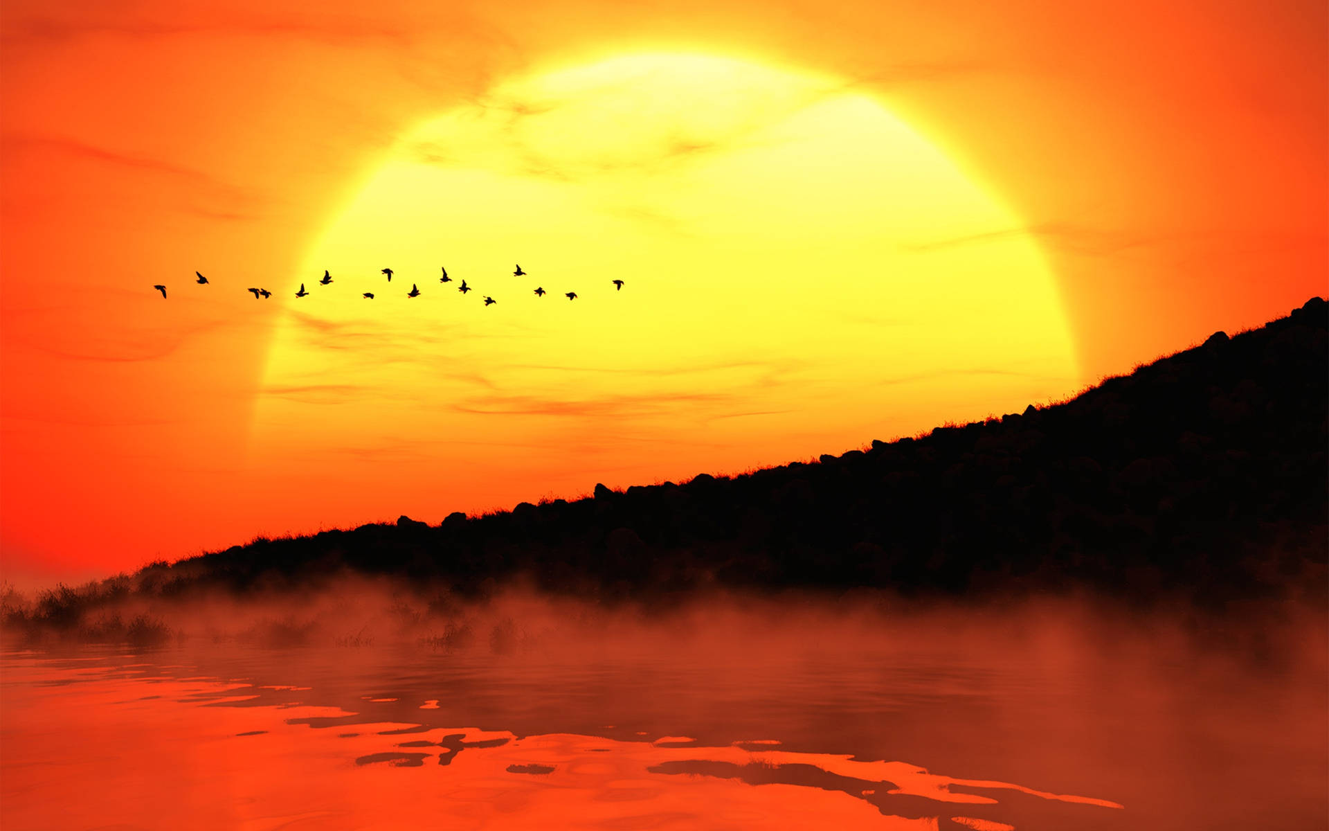 Big Yellow Sunset Desktop Background