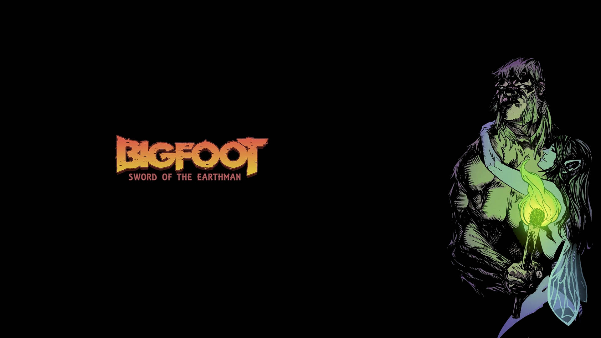 Bigfoot - A Man With A Green Light Background