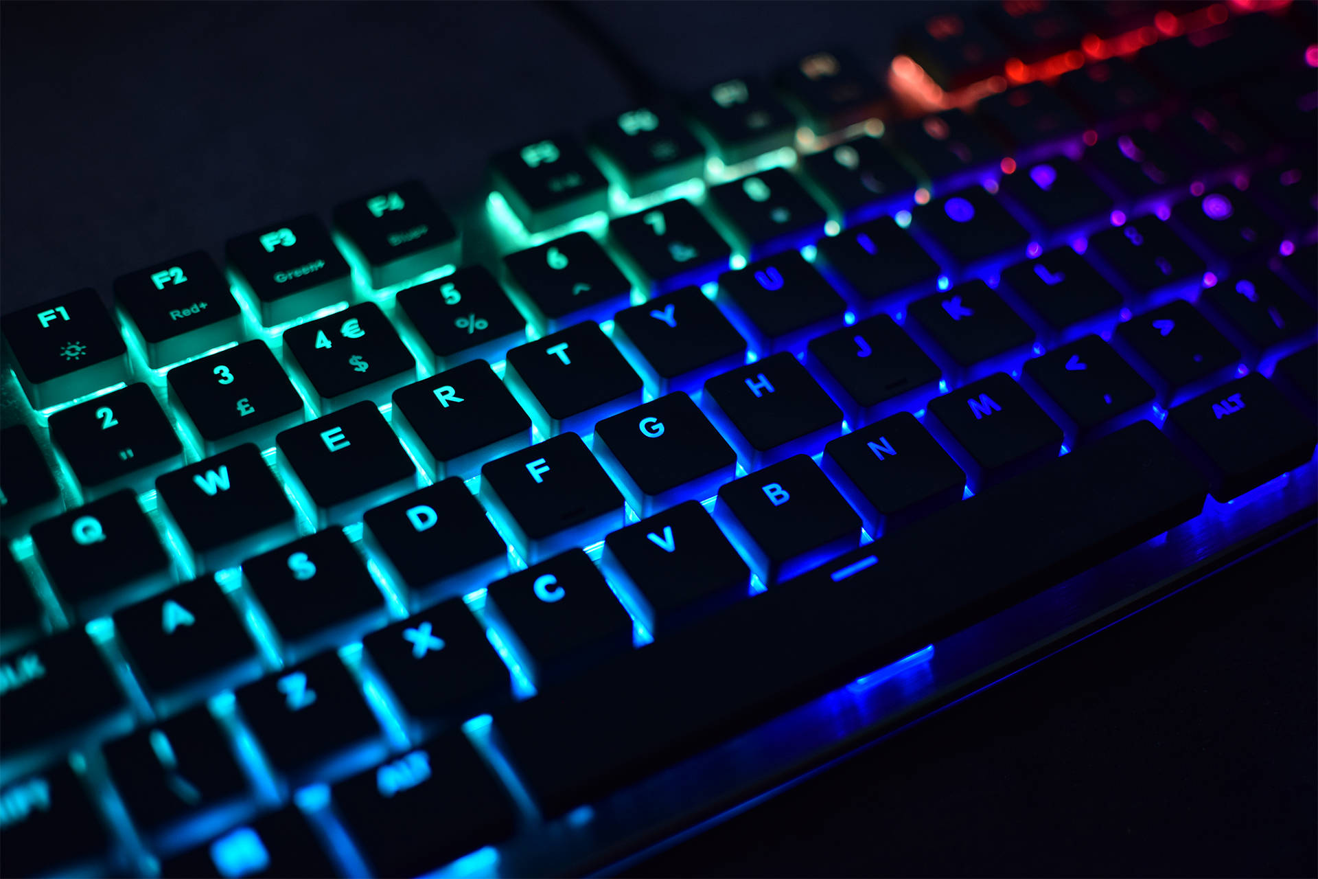 Bight Neon Lights Computer Keyboard Background