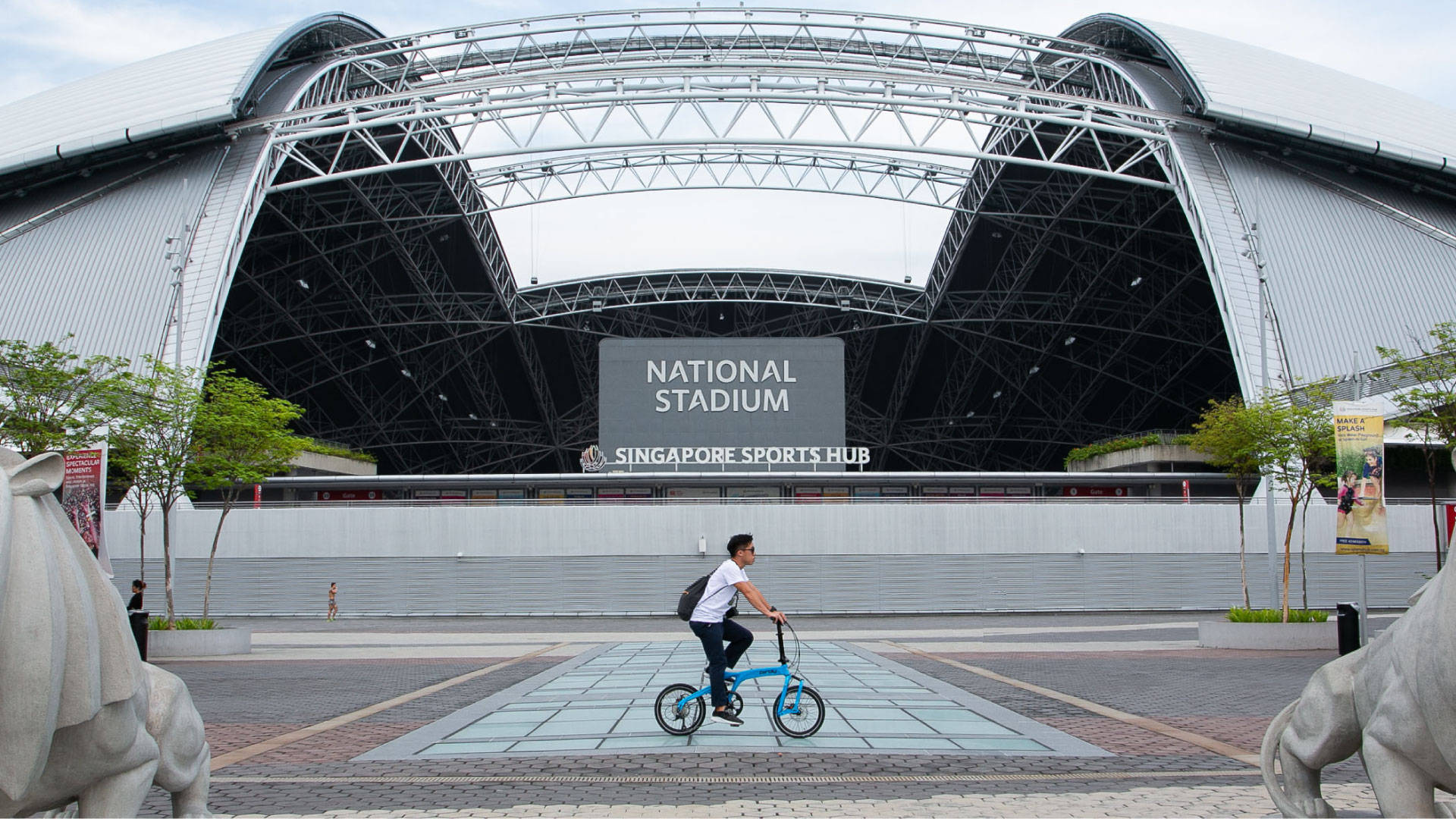 Bike Lover On Stadium Background