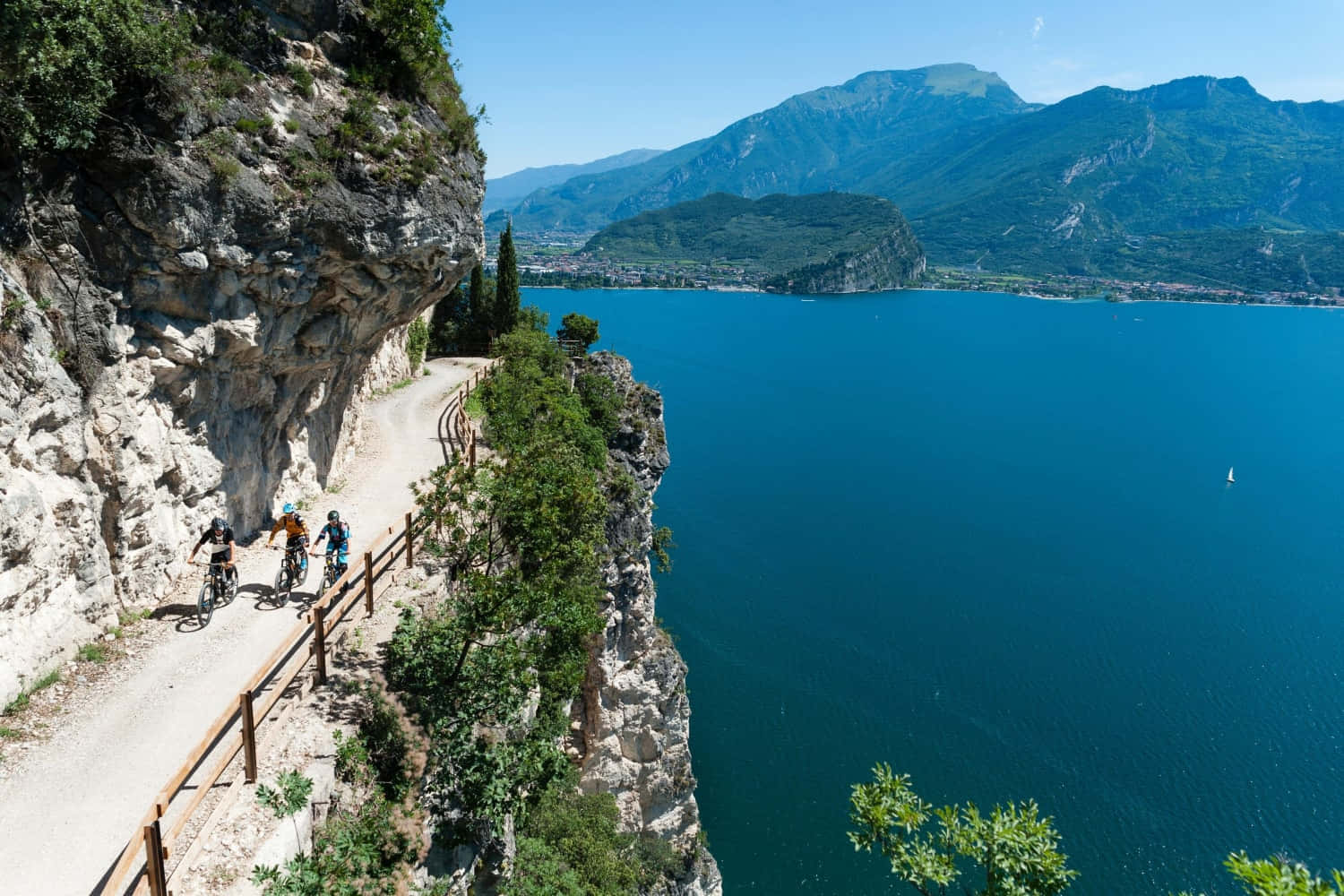 Biking In Lago Di Garda Background