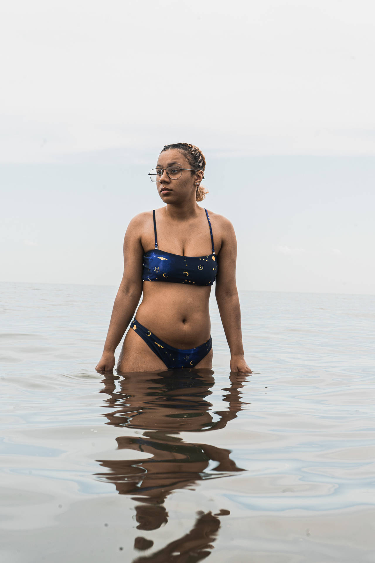 Bikini With Moon And Stars Background