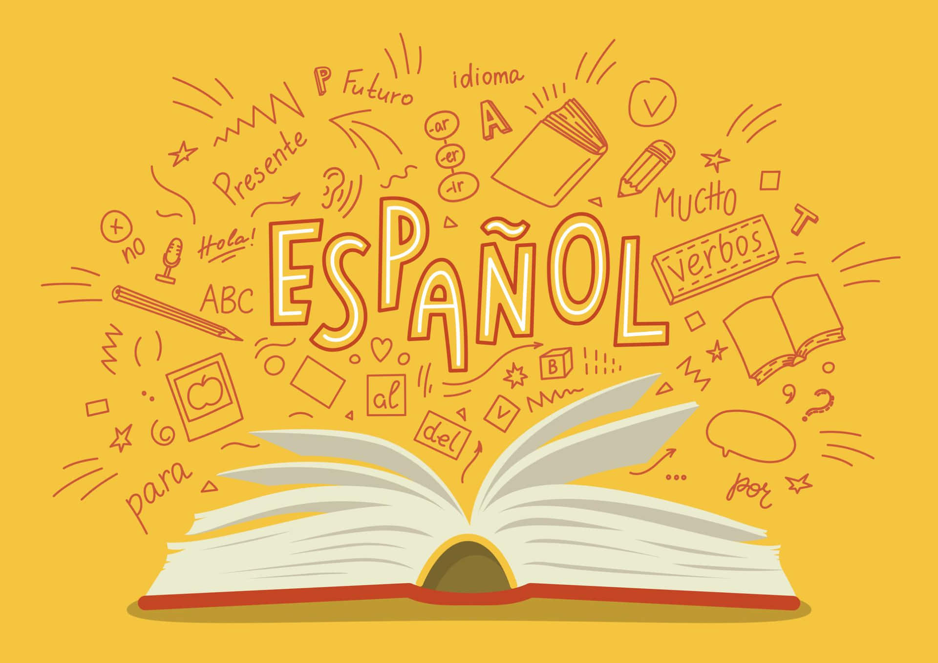 Bilingual Español Art Orange Background