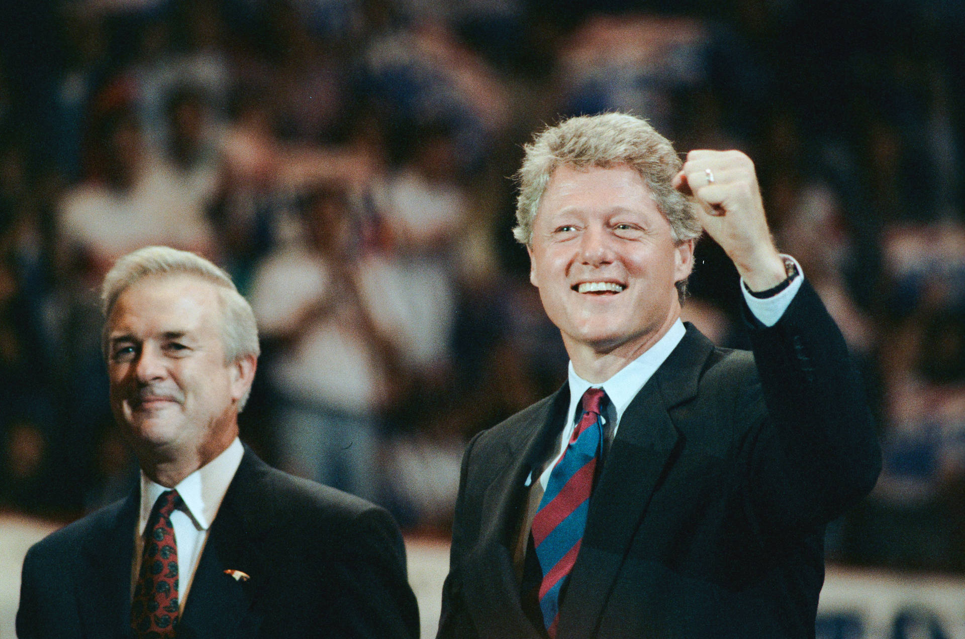 Bill Clinton Raised Fist Background