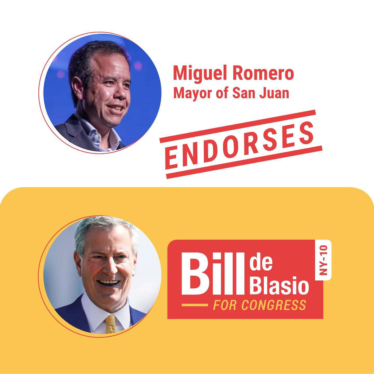 Bill De Blasio Alongside Mayor Miguel Romero Background