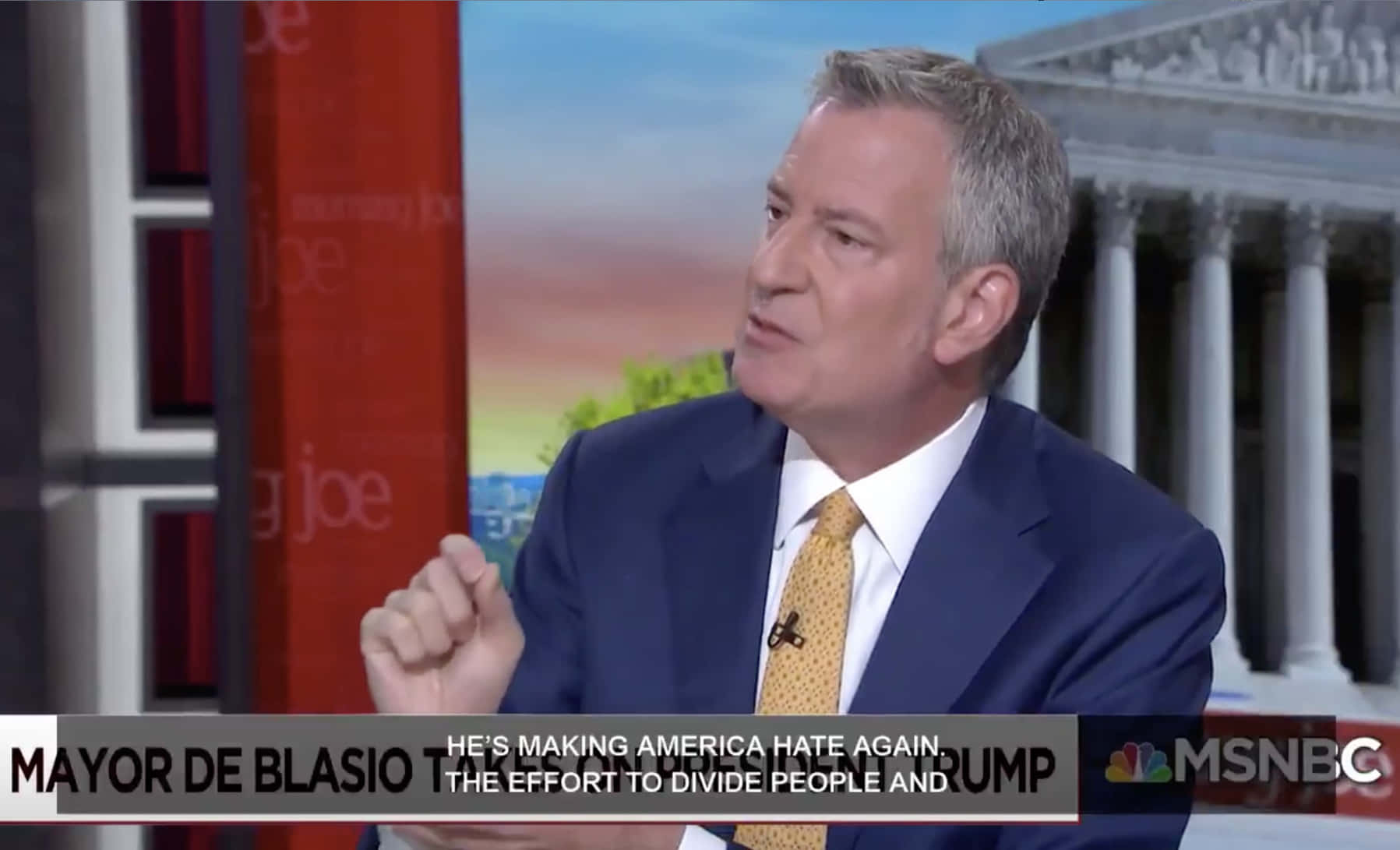 Bill De Blasio Being Interviewed Live