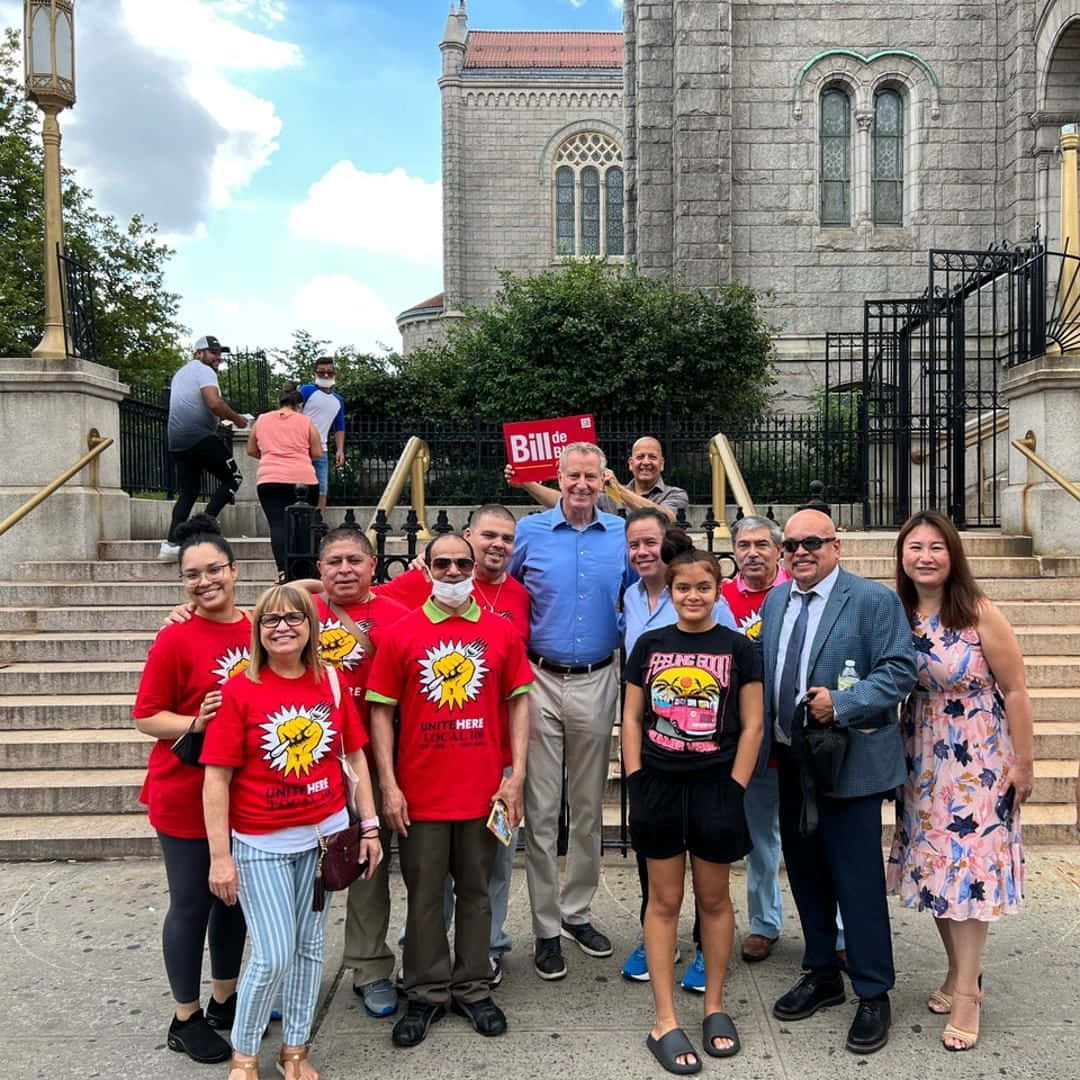 Bill De Blasio With Supporters