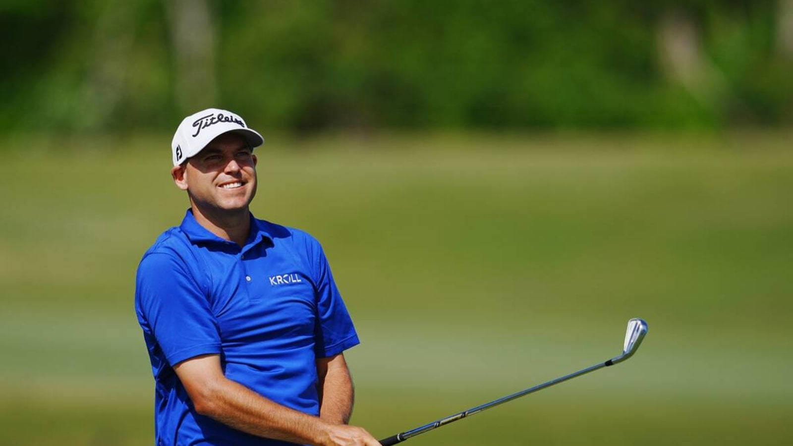 Bill Haas In Electric Blue Shirt Background