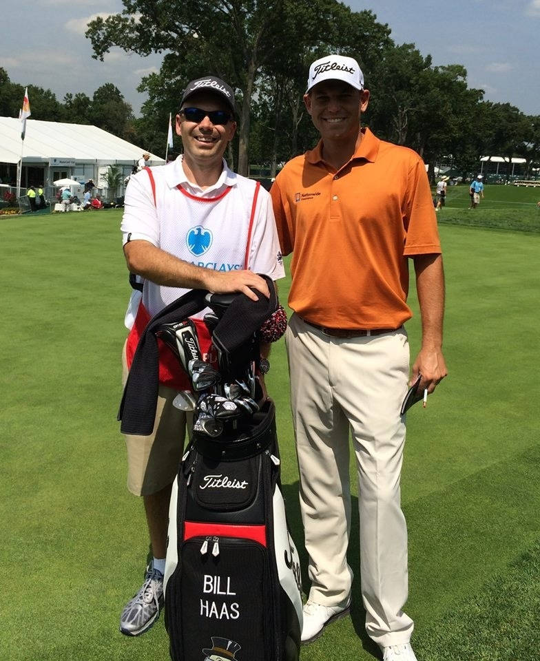 Bill Haas Posing With His Caddie Background