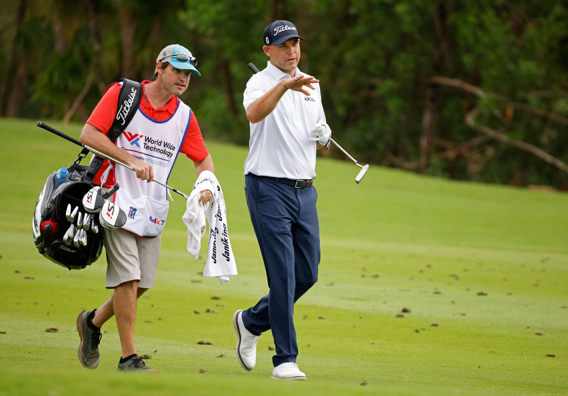 Bill Haas With His Caddie Background