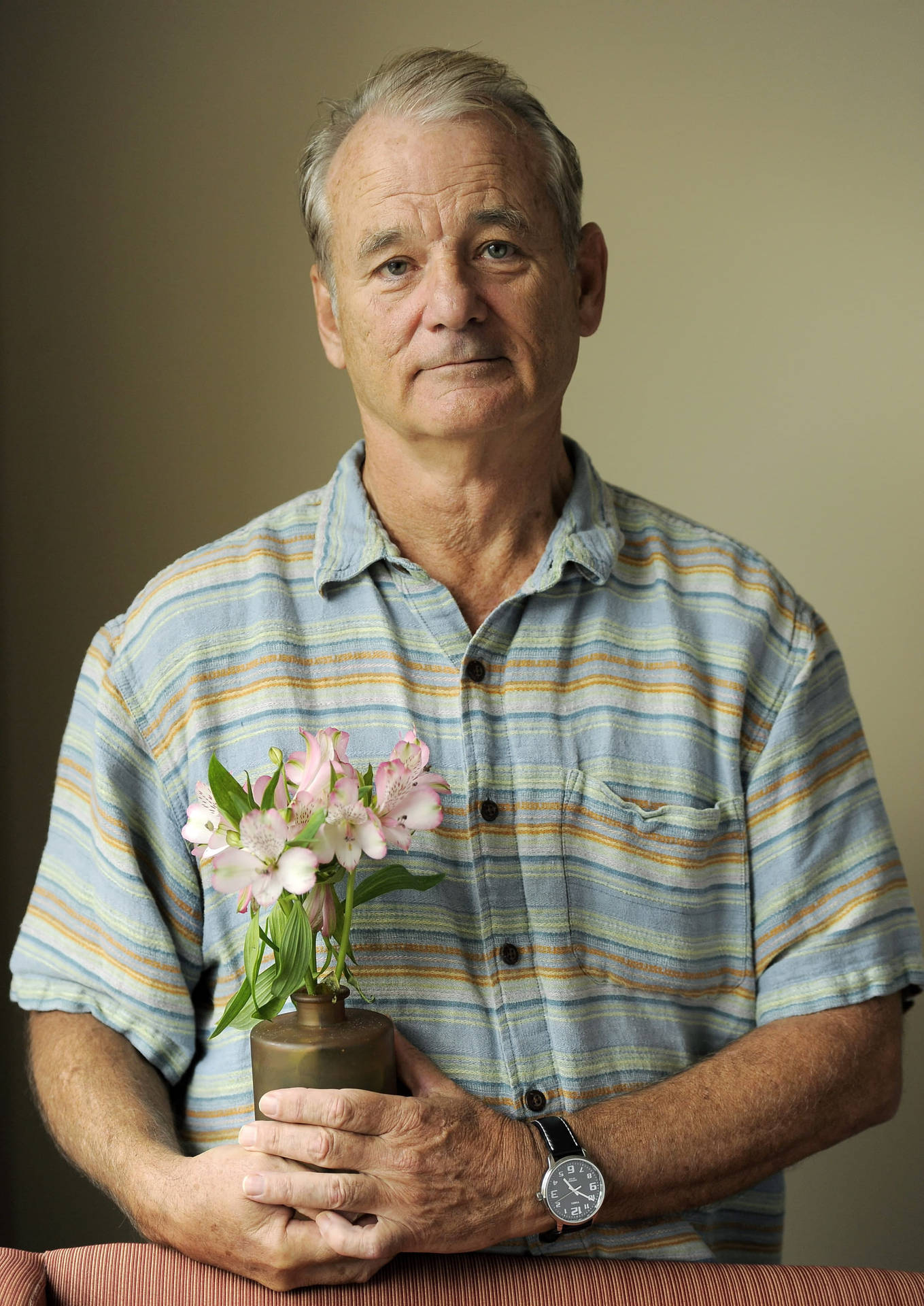 Bill Murray American Actor Flowers Pose Background
