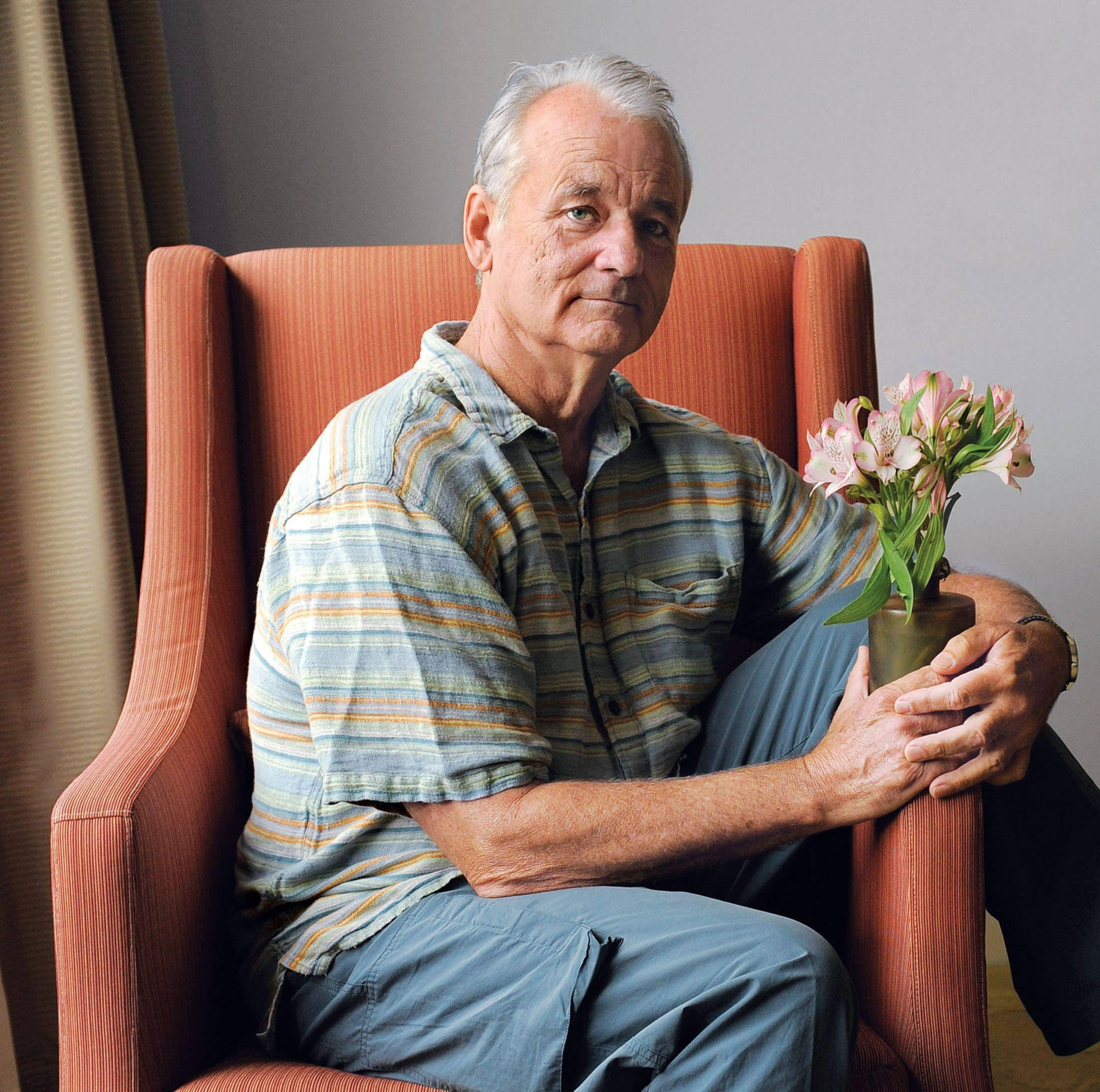 Bill Murray Sitting Chair Flowers Hotel Background
