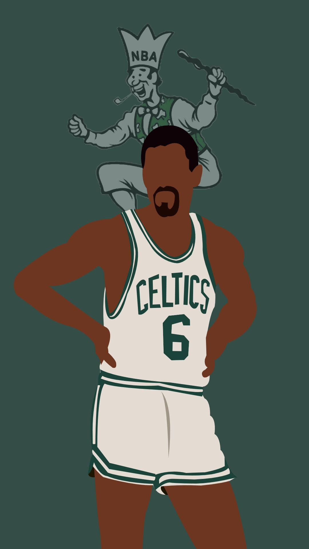 Bill Russell Boston Celtics Painted Picture Background