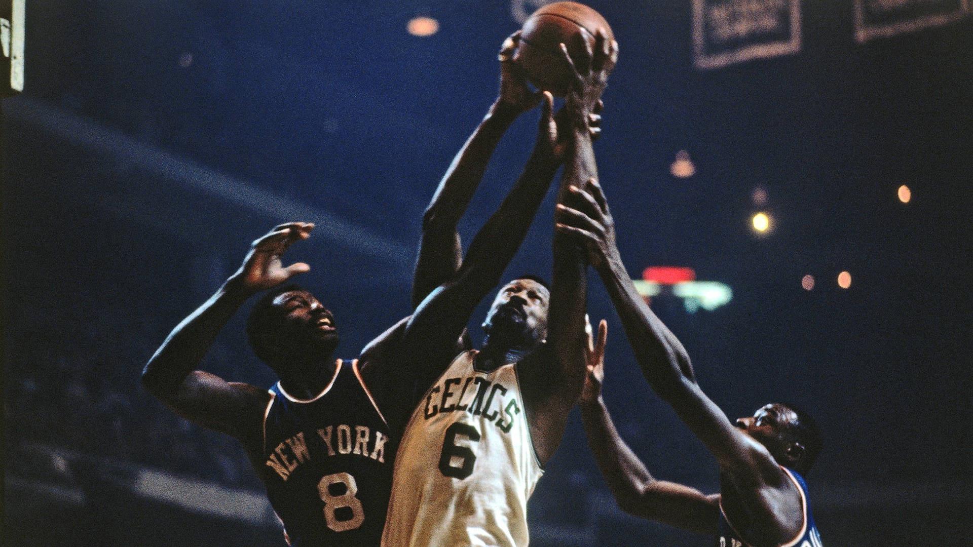 Bill Russell Boston Celtics Scoring A Goal