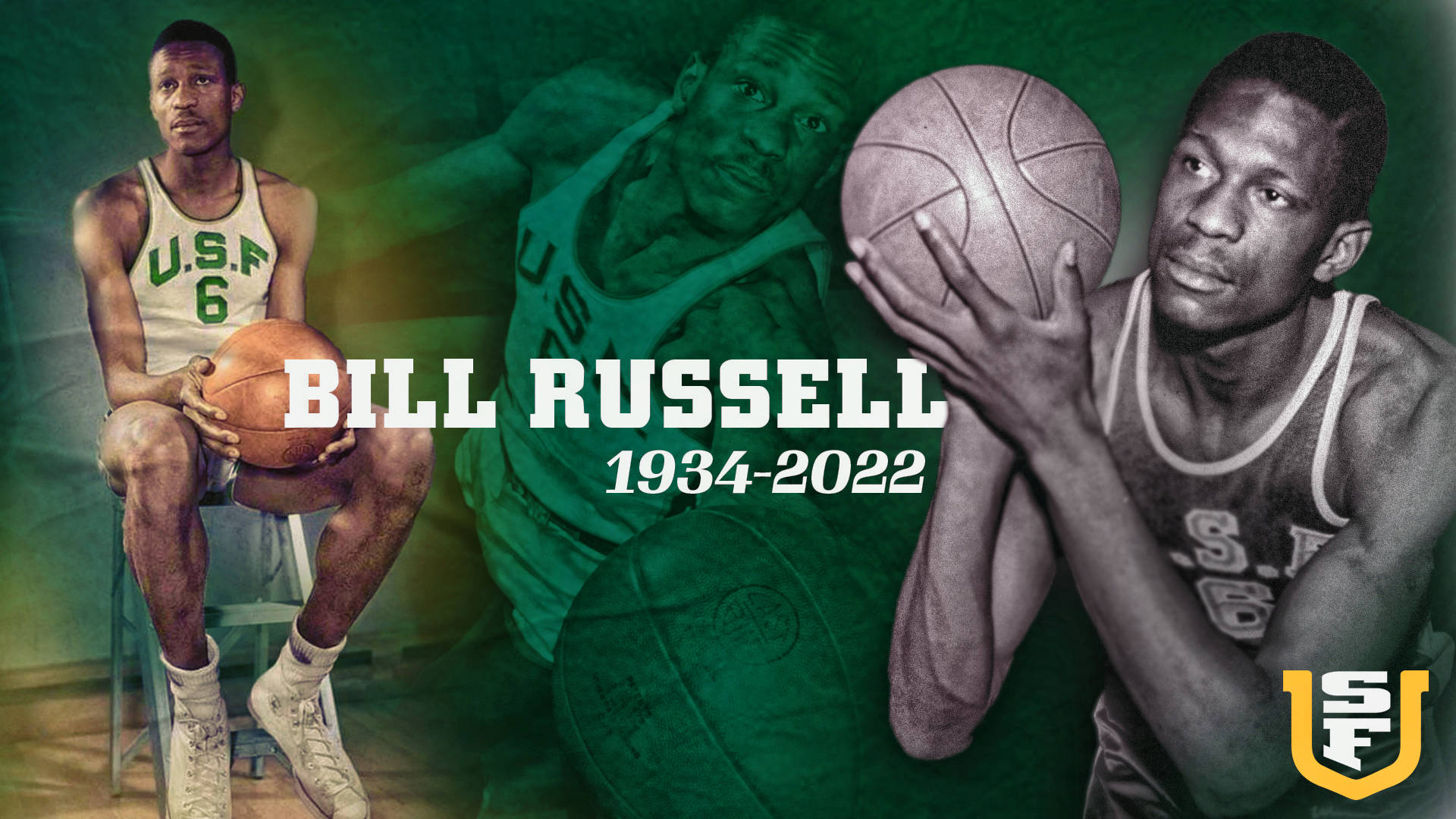 Bill Russell Usf Commemorative Portrait Background