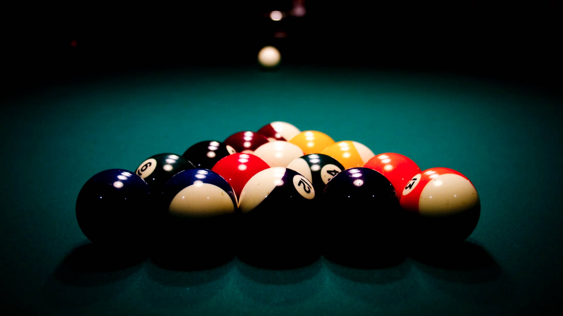 Billiards Balls On Pool Table Shadows Background