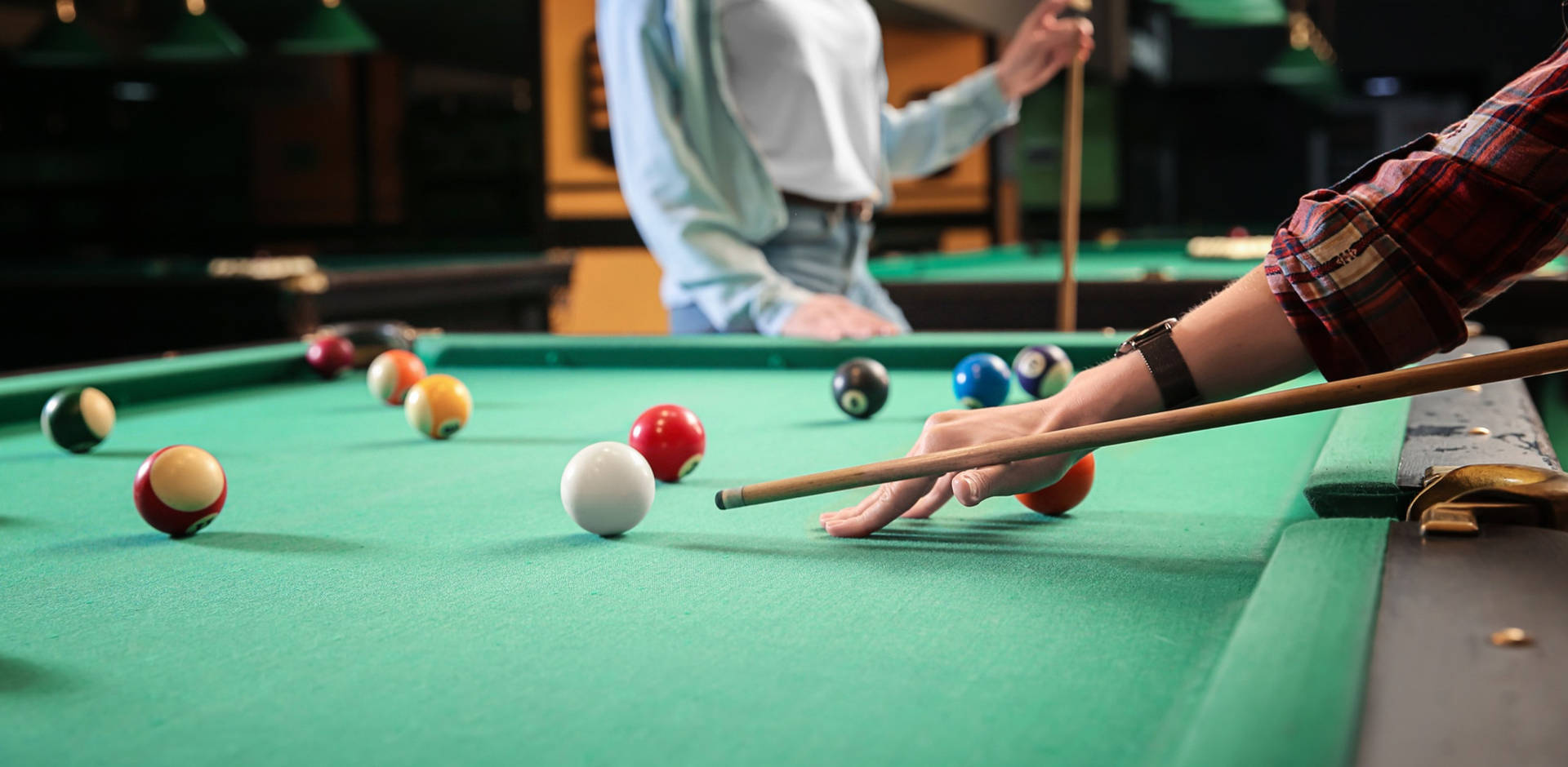 Billiards Balls On Table Background