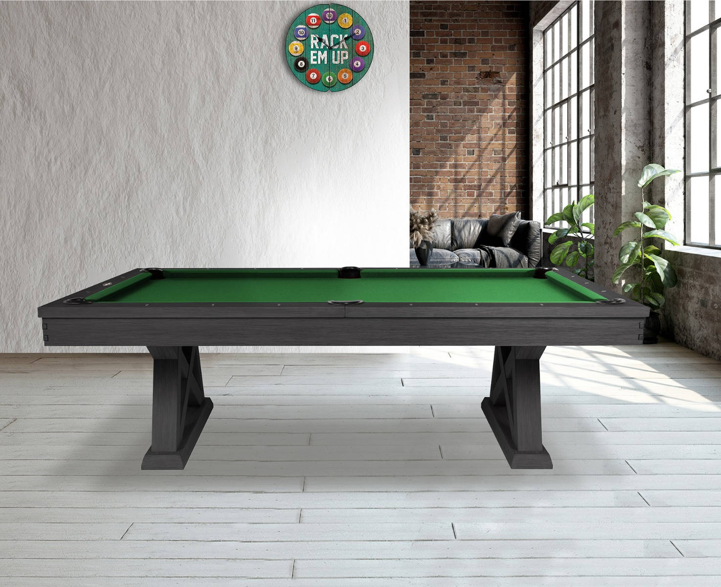 Billiards Pool Table On White Aesthetic Background