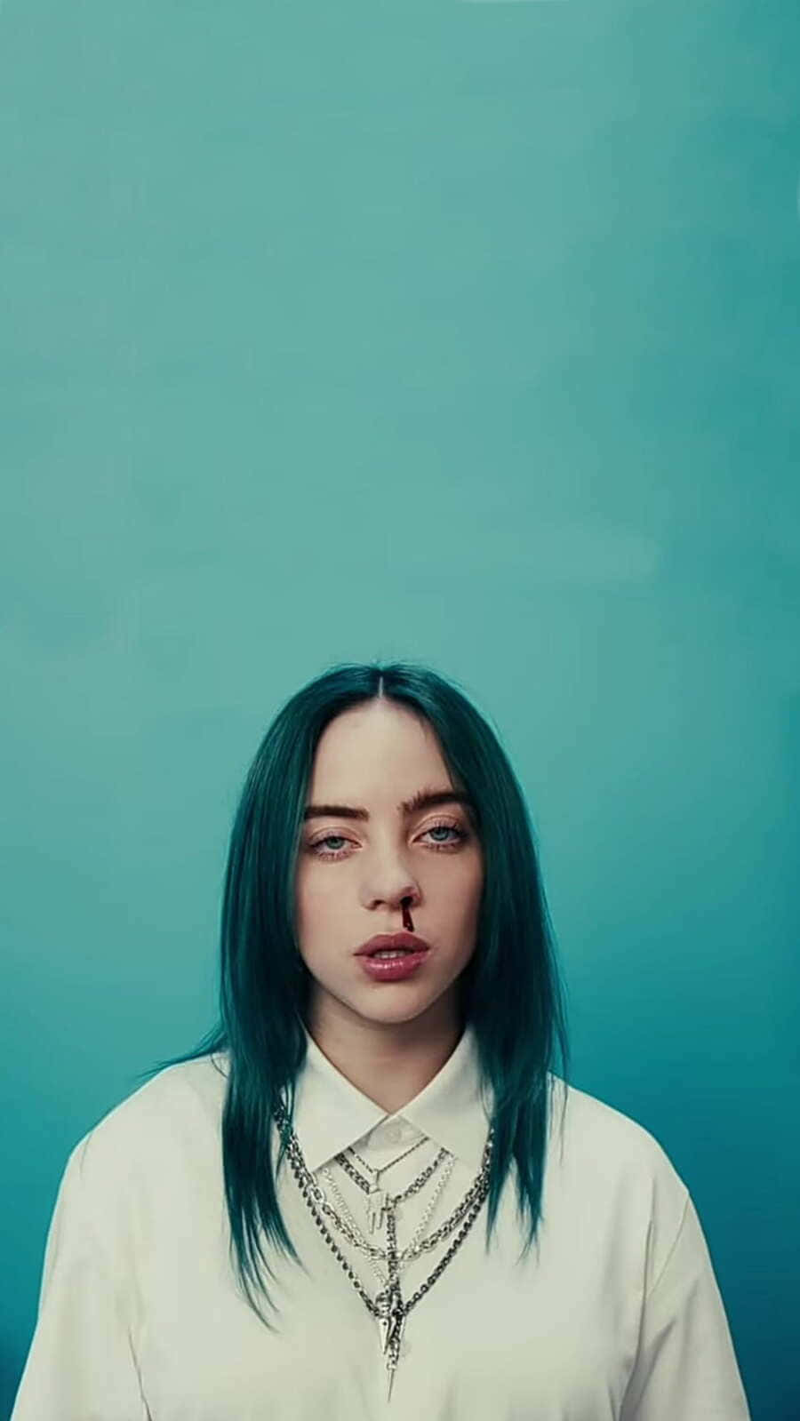 Billie Eilish Blue Backdrop Background