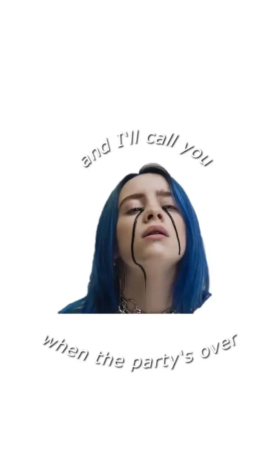 Billie Eilish Blue Hair Sad Expression Background