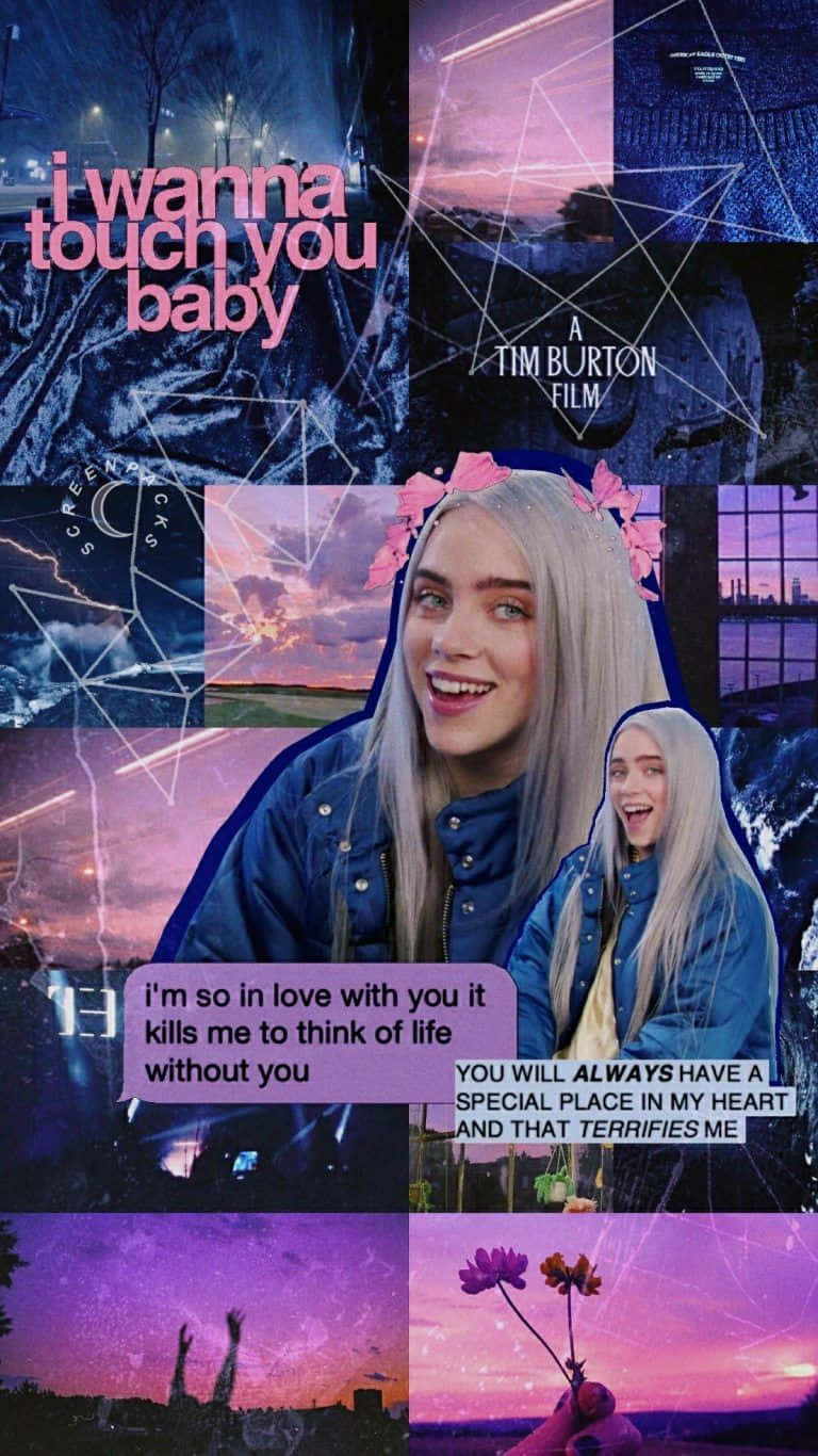 Billie Eilish In A Purple Outfit Background