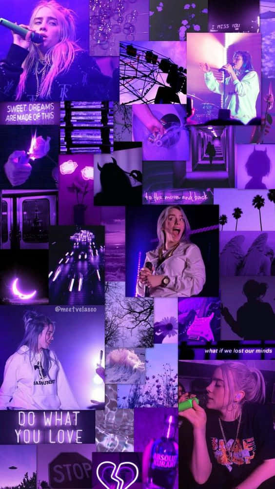 Billie Eilish In Colorful Purple Clothes Background