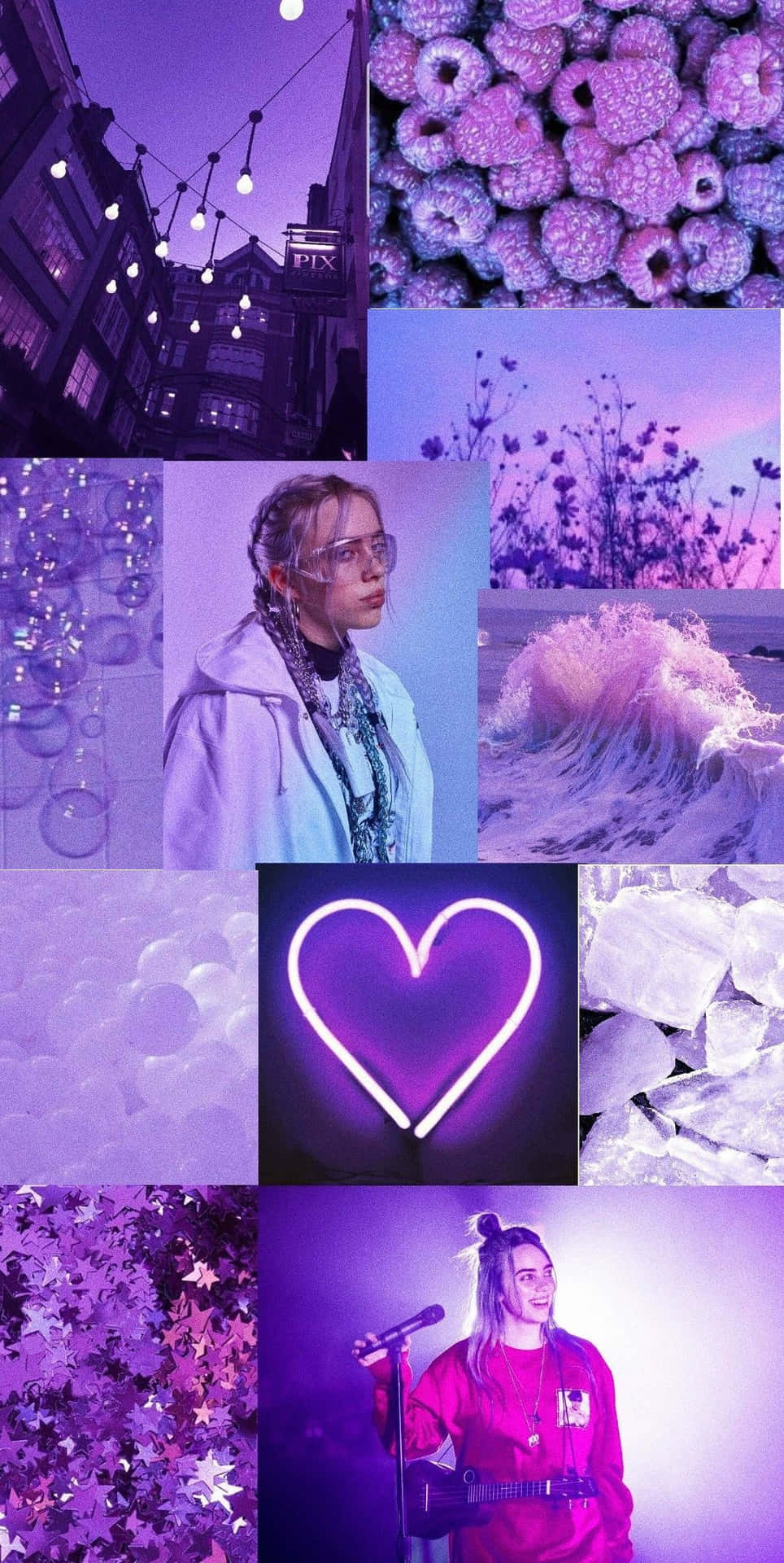 Billie Eilish In Her Iconic Purple Style Background