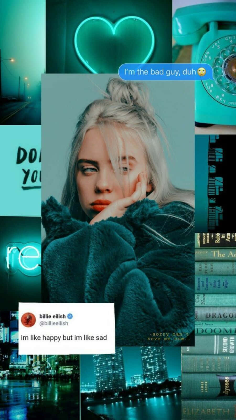 Billie Eilish Mood Collage Background