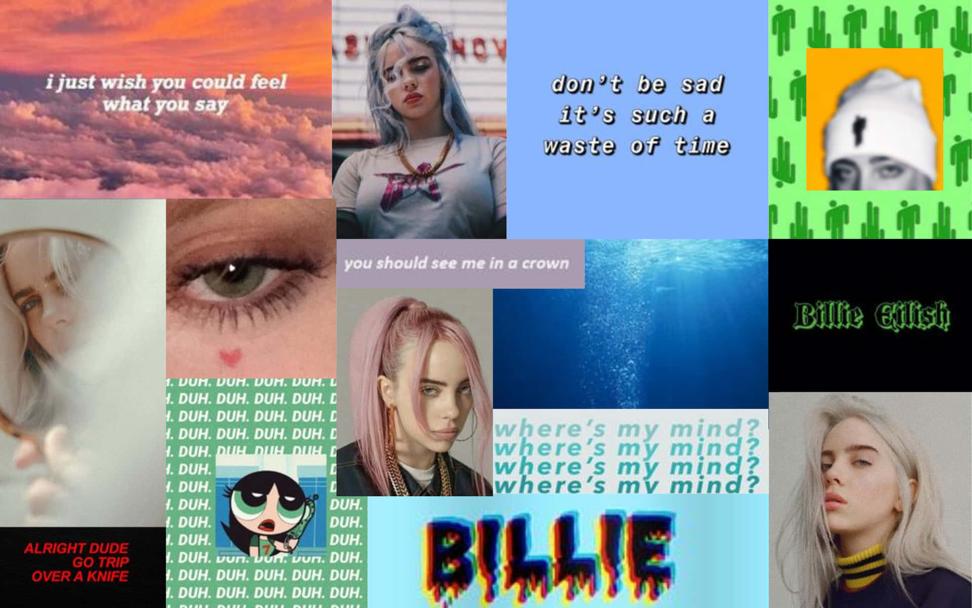 Billie Eilish Mood Collage Background