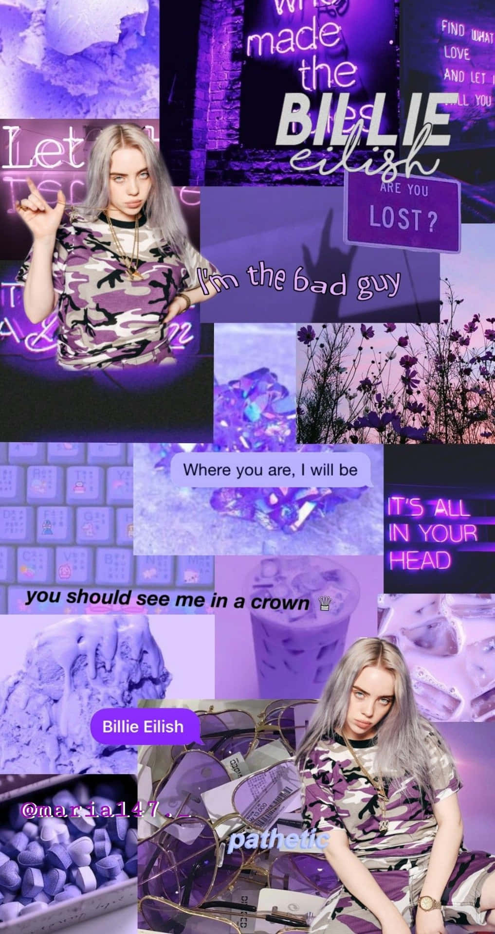 Billie Eilish Poses In A Purple Outfit Background