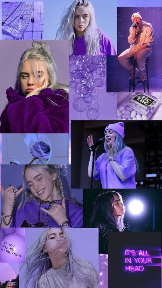 Billie Eilish Purple Collage Background