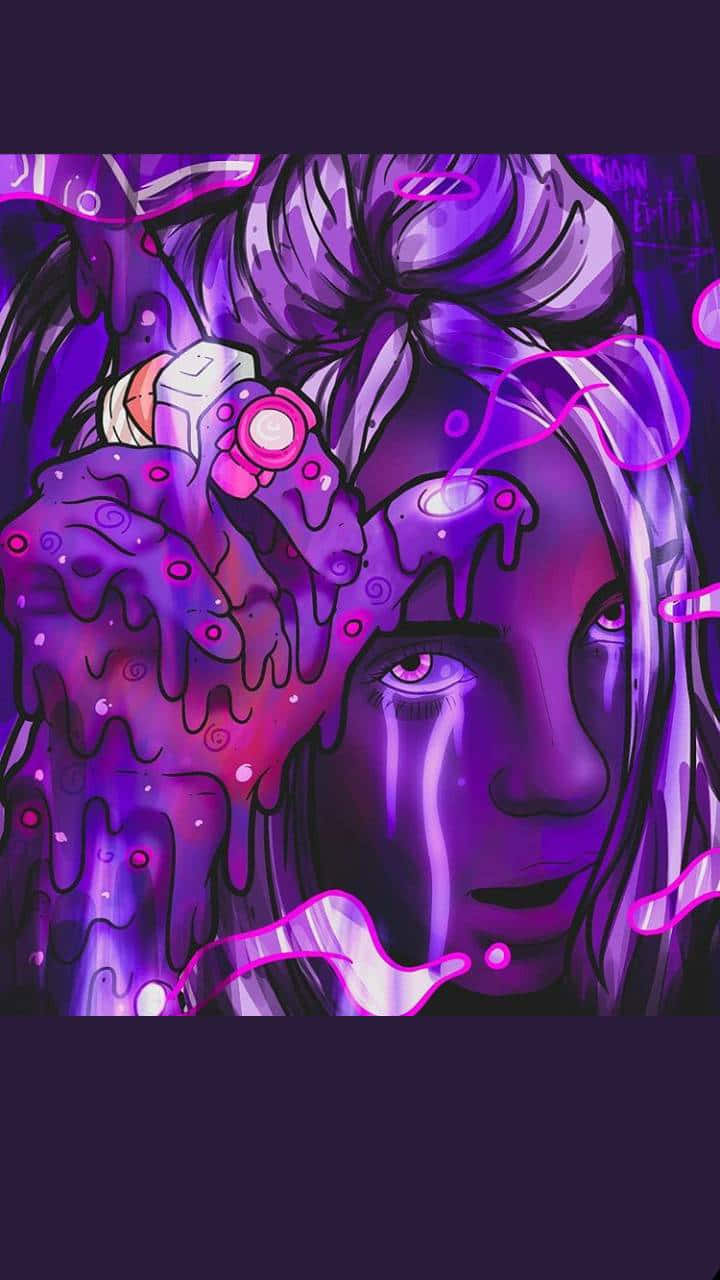 Billie Eilish Purple Drippy Art Background