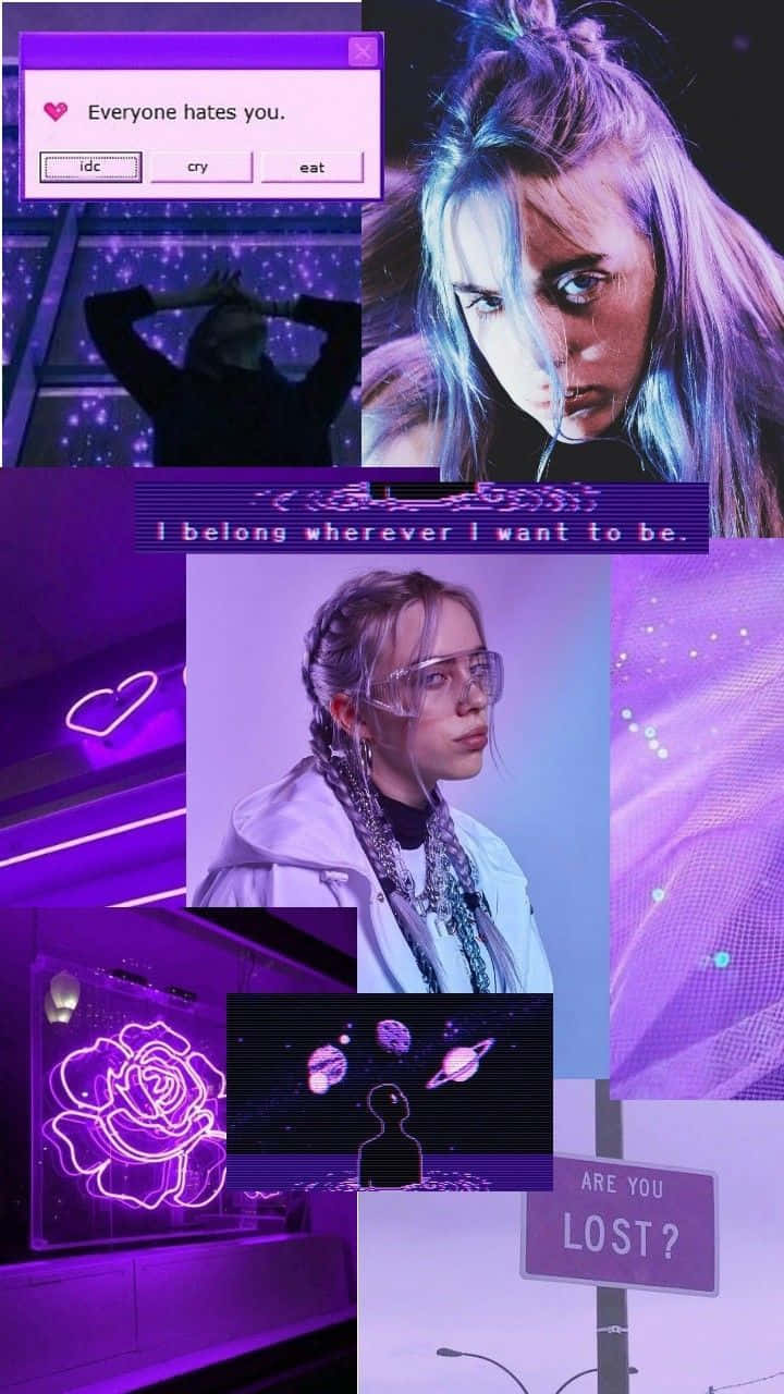 Billie Eilish Purple Inspired Moodboard Background