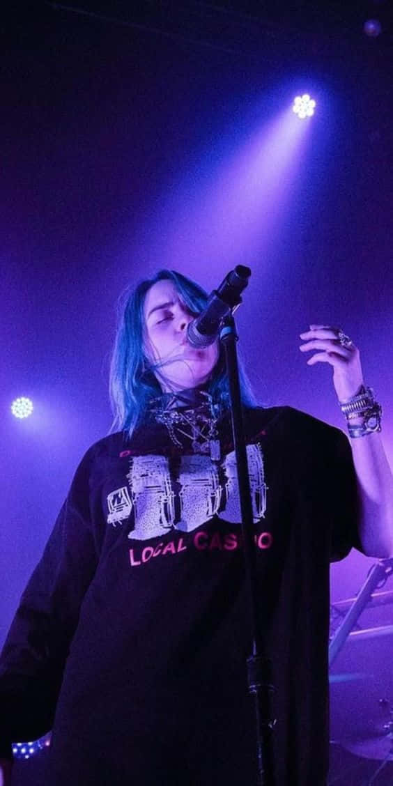 Billie Eilish Purple Stage Lights Background