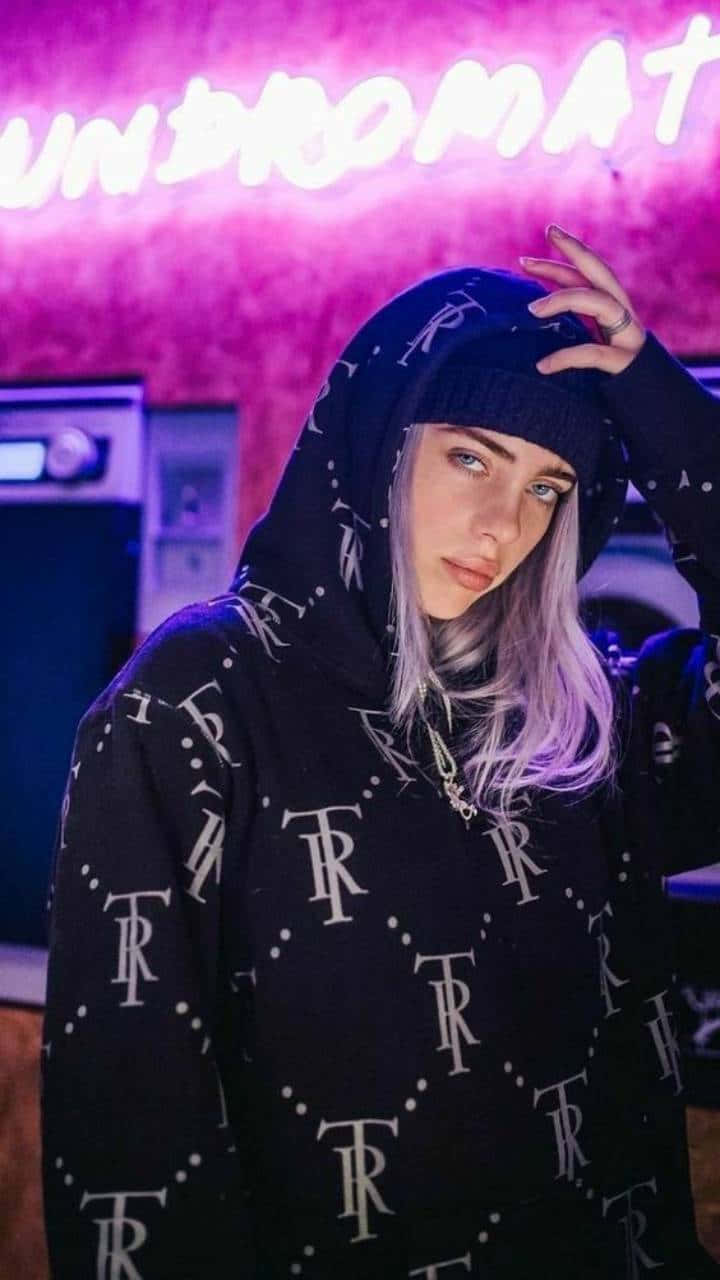 Billie Eilish Purple Swag Outfit Background