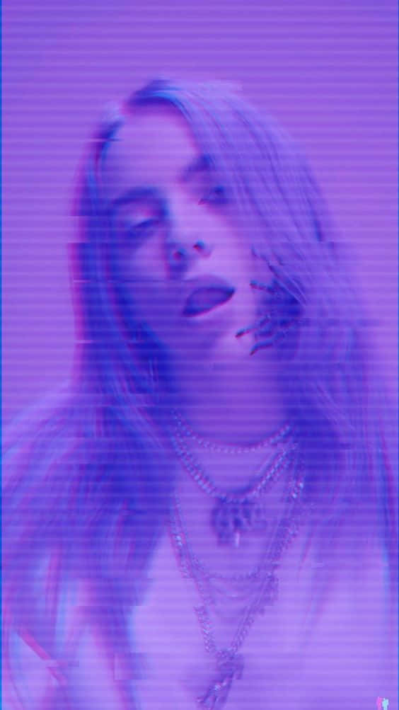 Billie Eilish Purple Tv Effect Background