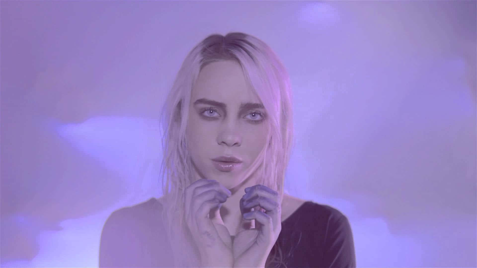 Billie Eilish Rocks A Bold Purple Look Background