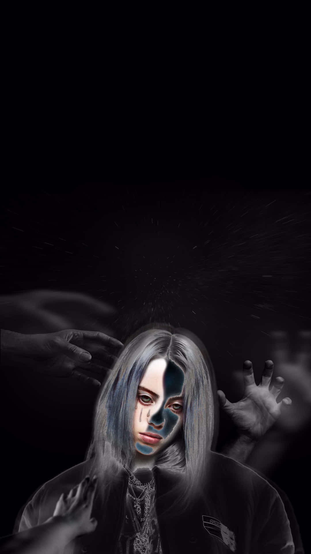 Billie Eilish Sad Expression Artwork Background