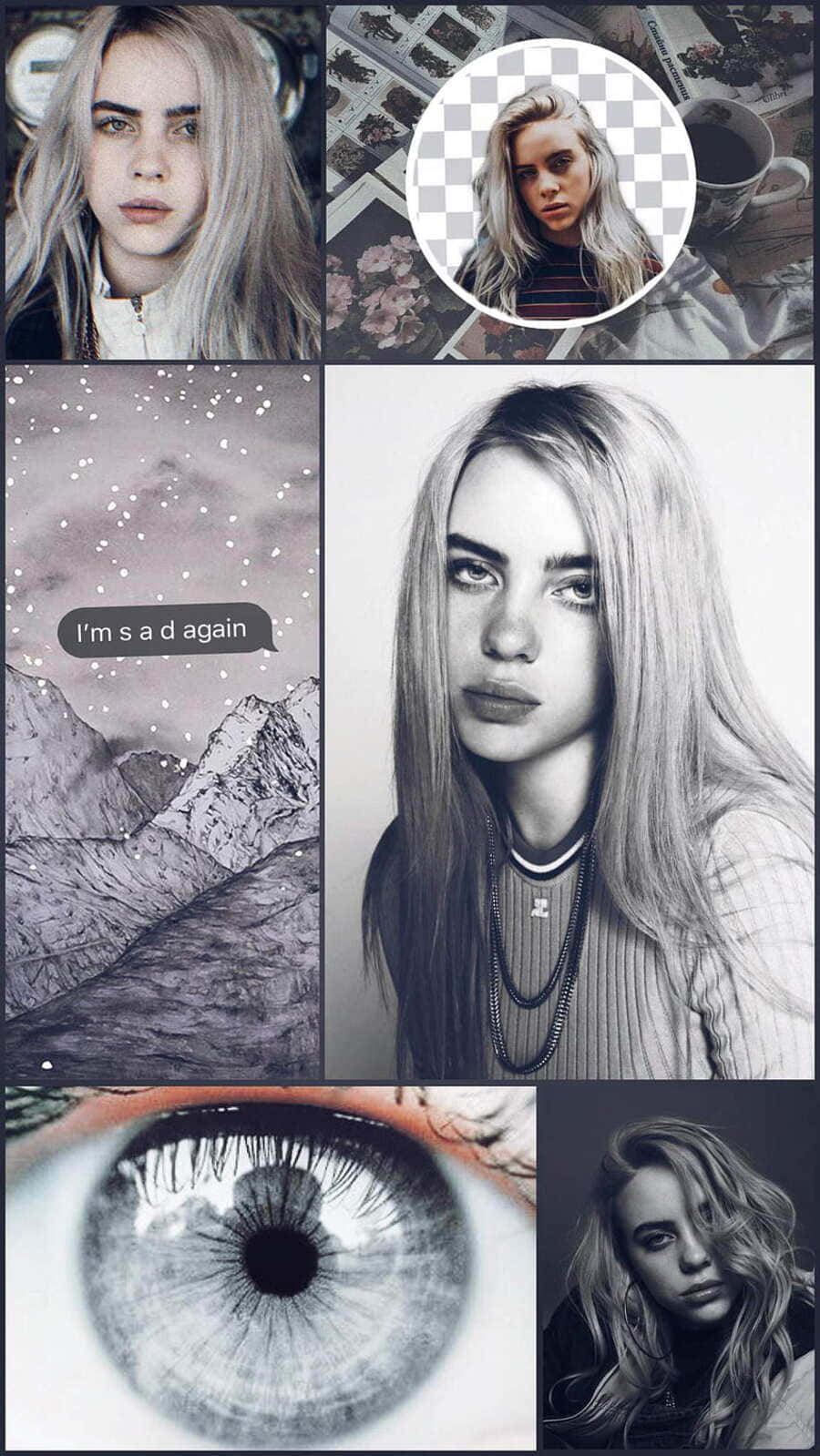 Billie Eilish Sad Mood Collage Background