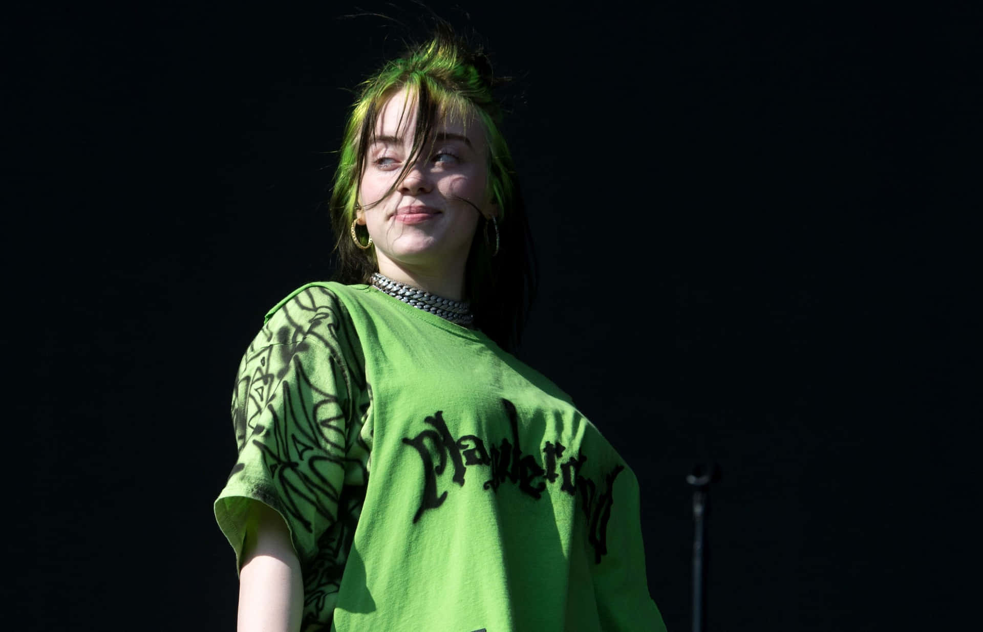 Billie Eilish Smiling Brightly Background