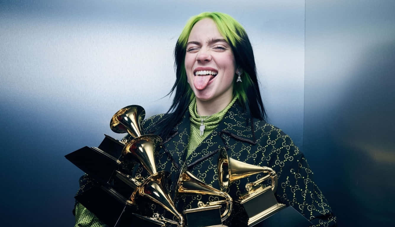 Billie Eilish Surrounded By Sound Background