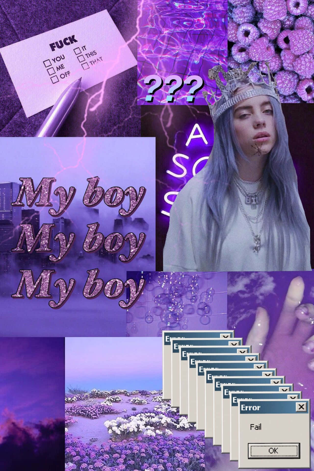 Billie Eilish Wearing Purple And A Crown Of Daisies Background