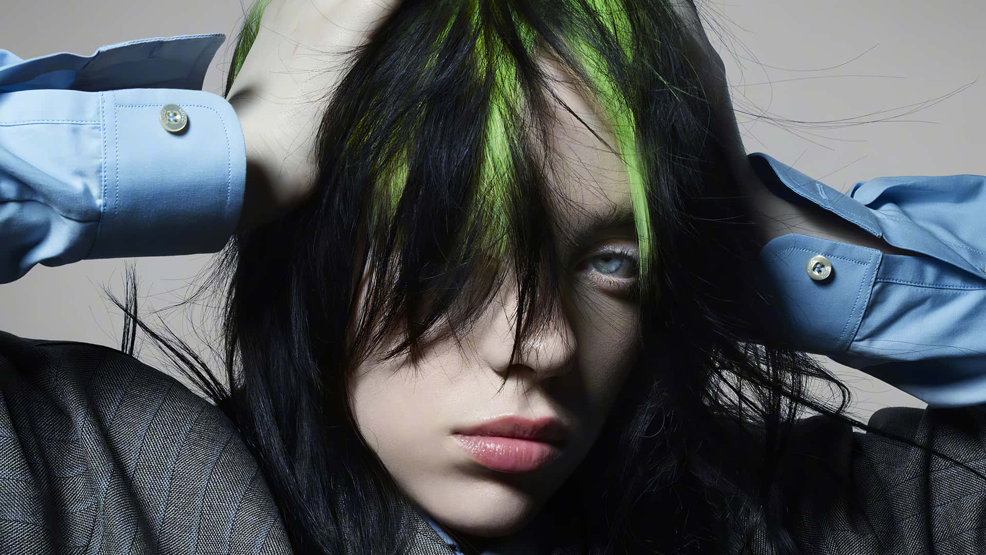 Billie Eilish Working On Her Laptop Background