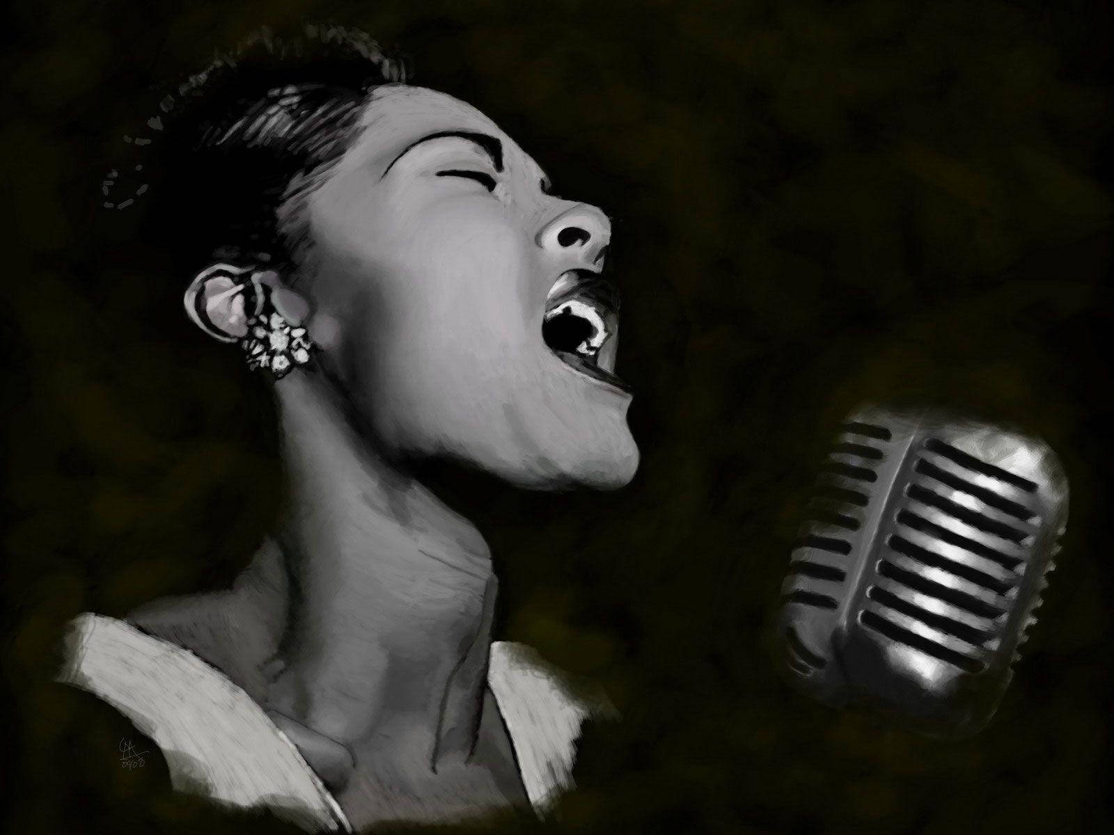 Billie Holiday Charcoal Art Background