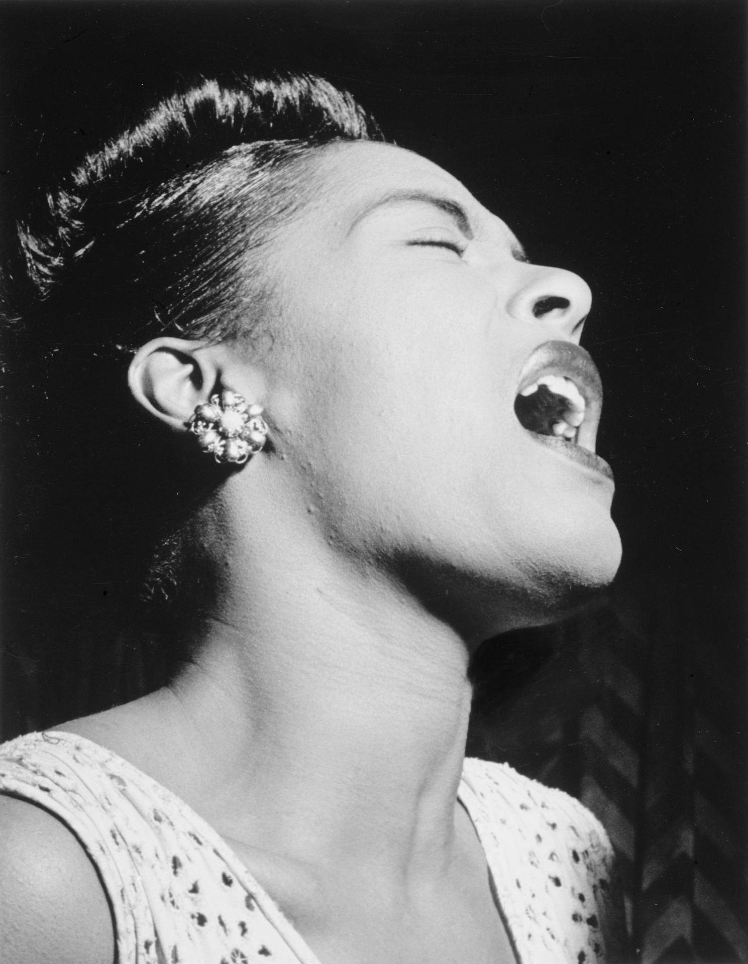 Billie Holiday Singing Passionately Background