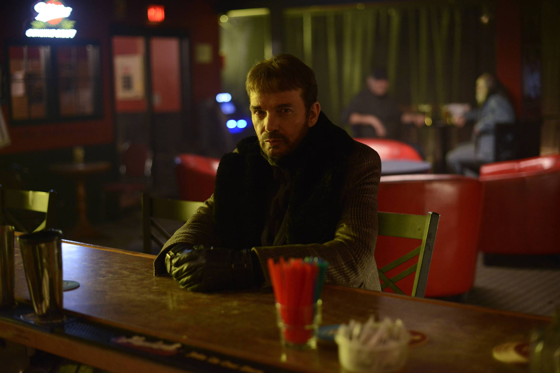 Billy Bob Thornton In A Scene From Fargo Movie.