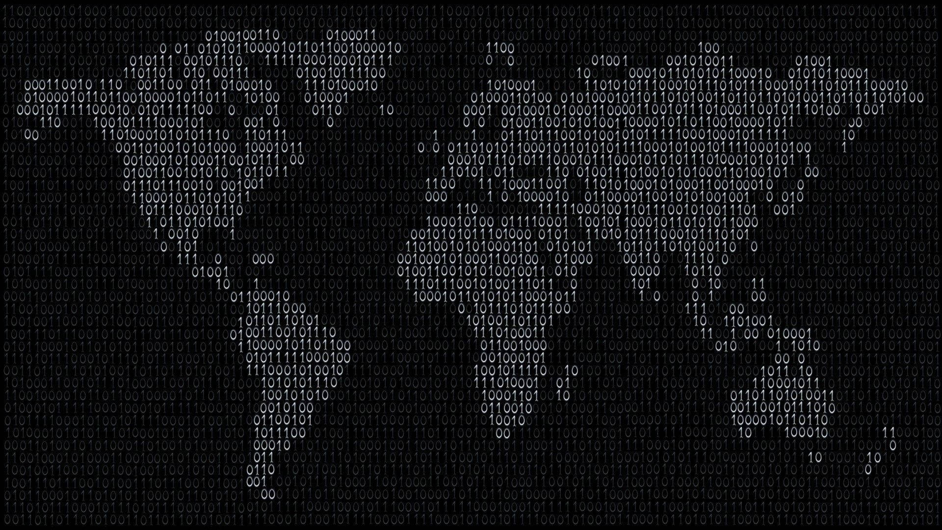 Binary Coding World Map Background