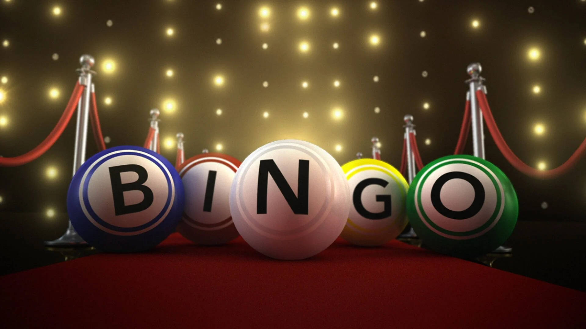Bingo Ball In Red Carpet Background