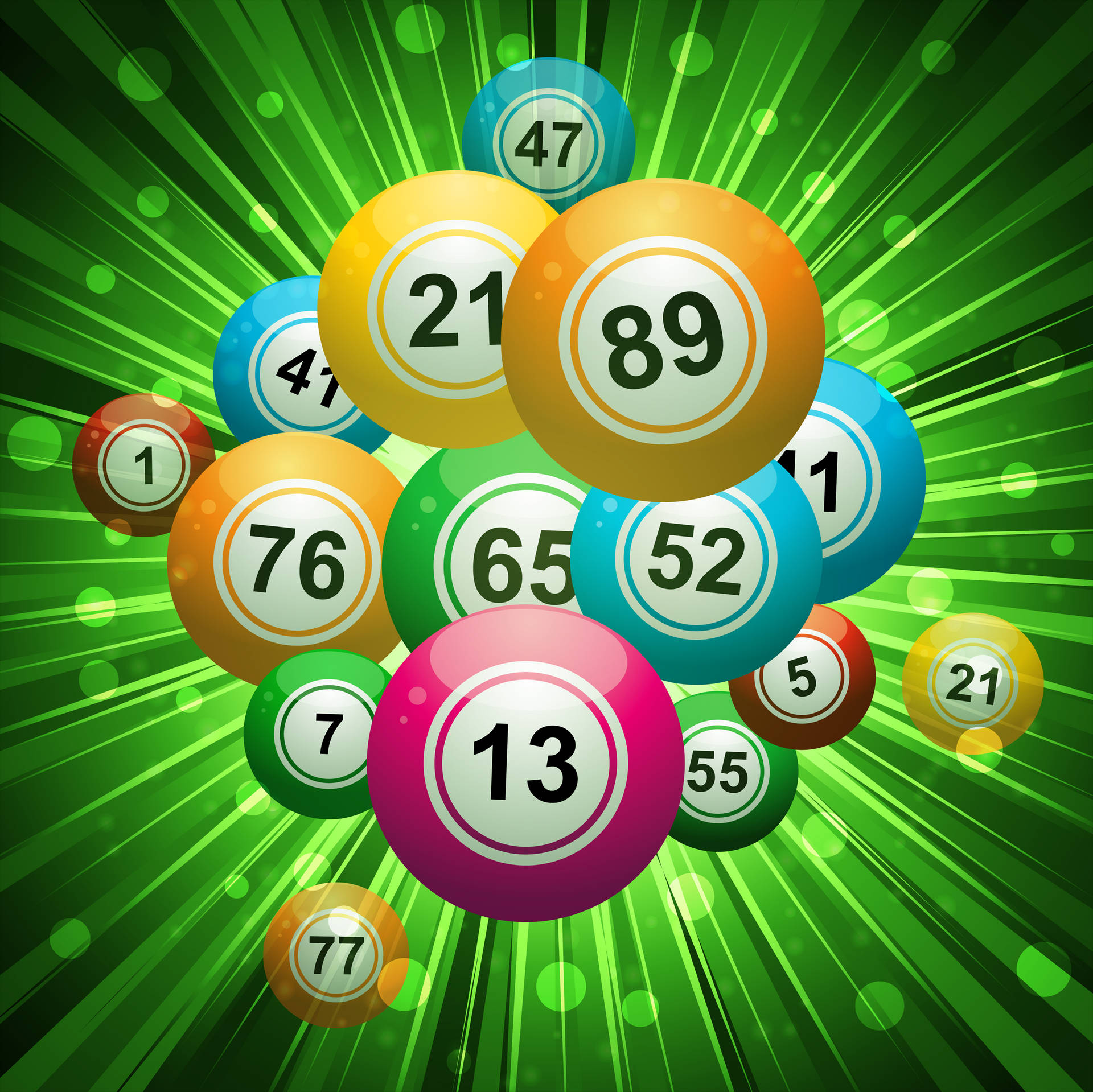 Bingo Balls In Aesthetic Green