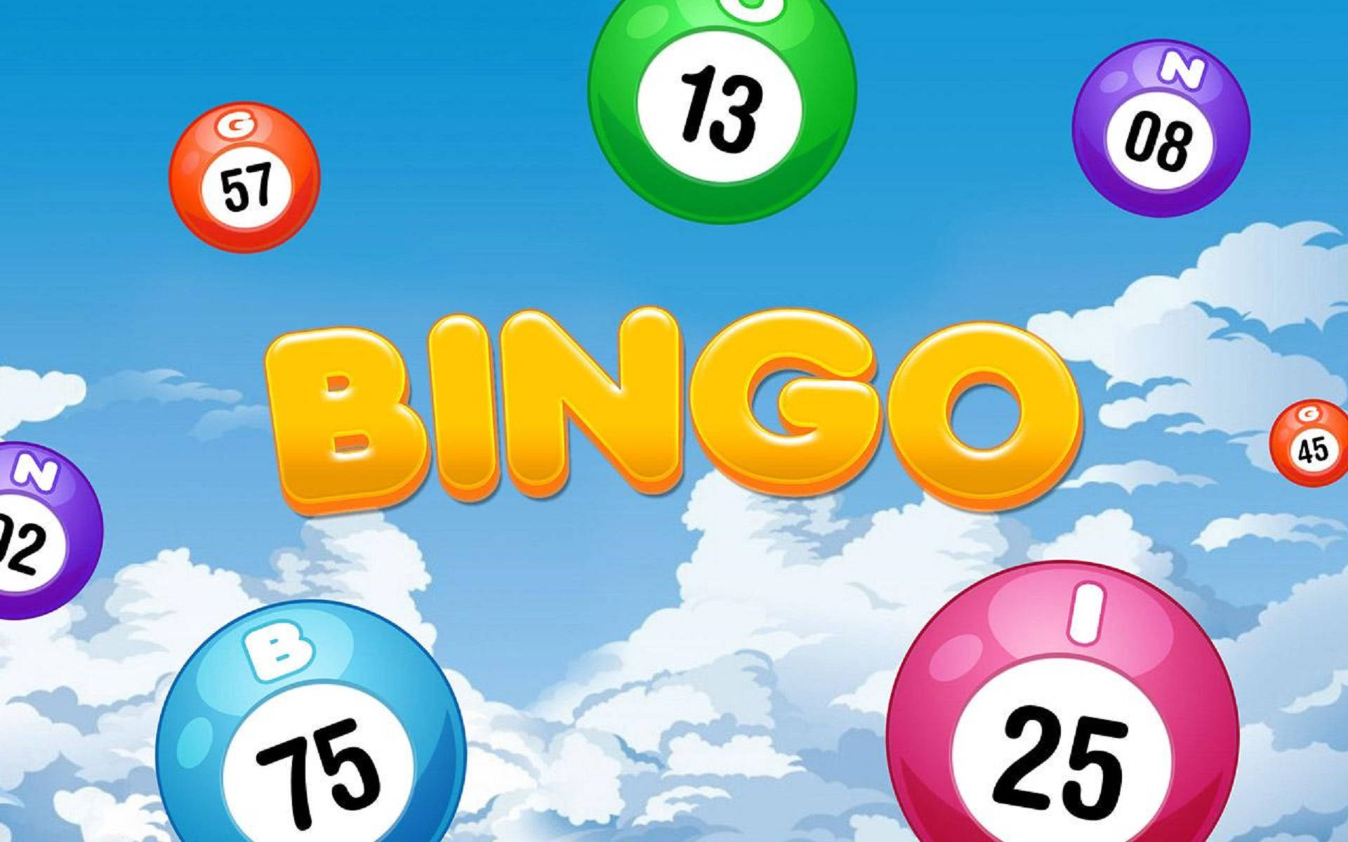 Bingo Balls In Clouds Background